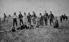Indians and soldiers, including the General's Body Guard and the York and Simcoe Rangers ca. 12 May 1885.