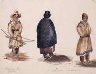 [Jeune garçon de la première nation de Lorette près de Québec (à gauche), et membres de la première nation Tsonnontouan (Sénécas) (à droite)] ca. 1838-1842.