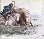 Chasseur rattrapant un bison isolé, 5 août 1858 16 avril 1862