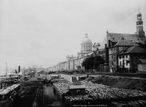 Bonsecours Market and wharves. Bonsecours Church on right side. ca. 1875
