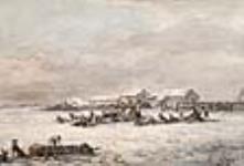 Voitures de la poste, tirées par des chiens, quittant le fort Garry pour aller à St. Paul 1901