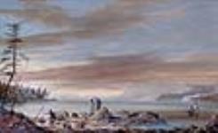 Coucher de soleil sur Thunder Bay : vue de Silver Islet à partir du rivage 1869