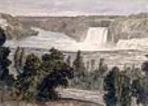 View of Niagara Falls from above ca. 1839