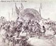 Les Saulteux dansent à la manière des Sioux en l'honneur de lord Lorne à Rat Portage 3 juillet 1881