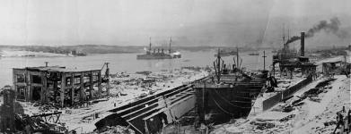 View of Halifax after explosion, looking south. Dec. 6, 1917