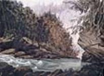 Au pied des rapides en aval de la chute, rivière Saint-Charles, à la Jeune-Lorette 1842