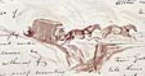 Notre traîneau tiré par deux chevaux franchit une crevasse sur les glaces du fleuve Saint-Laurent mars 12, 1842