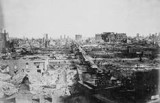 Fire-damaged ruins of Chicago. 1871