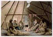 Interior of a Cree Indian tent, March 25, 1820