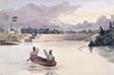 Barrages et écluses à l'île Long, sur le canal Rideau, Haut-Canada, Ottawa ca 1842