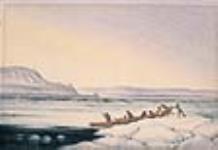Canot traversant les glaces entre Québec et la pointe Lévy, Canada-Est ca 1860