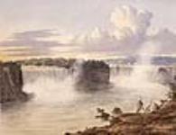 Les chutes Niagara (chutes Américaines et chutes Horseshoe) vues de la rive canadienne ca 1845