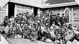 Indian boys and girls in attendance at the day school at Trout Lake [Ont.] in charge of Rev. Leslie Garrett n.d.