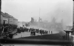 View, looking south, of the fire at the Lunenburg Academy. ca. 1890 - 1900