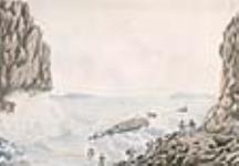 Débarquement de l'expédition dans une tempête entre le cap Crocker et la baie Buchan après 1823