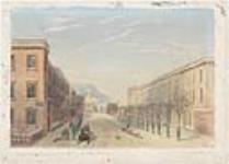 Vue de l'avenue McGill College à Montréal, et du vieil édifice du collège ca. 1855