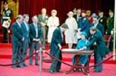 Signing of the Proclamation of the Constitution Act, 1982 17 Apr. 1982