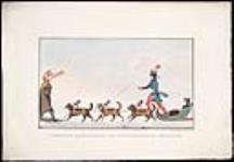 A Gentleman travelling in a dog Cariole in Hudson's Bay with an Indian Guide. 1825.