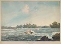 Perilous position of Sir George Fisher in the rapids of the St. Lawrence River. [17-?] [18-?].