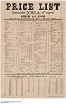 Price List, Canadian Y.M.C.A. (France) July 1st, 1918. 1918