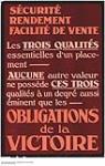 Sécurité Rendement Facilité de Vente ¿Obligations de la Victoire [graphic material] 1914-1918