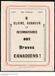 Gloire, Honneur et Reconnaissance aux Braves Canadiens! 1919