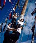 Women's Royal Canadian Naval Service "Wrens" and Signal Flags before the mast. [ca. 1942-1945]