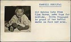 [Hilda Hipkogak] sewing tops for kamiik at the Charles Camsell Hospital in Edmonton, Alberta]  [between 1956-1960]