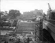Plaza Bridge reconstruction, 31 Aug. 1938, looking west August 31, 1938.