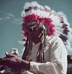 The annual Sun Dance ceremony at the Blood Indian Reserve, near Cardston, Alberta.  août 1953