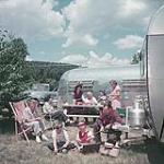 Family camping, Fundy National Park, New Brunswick. July 1953