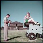 Tourists at historic Fort George near Niagara Falls, Ont.  July 1951.