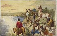 Blackfoot Indians Crossing a River. in or after 1881