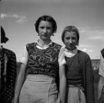 Two Hutterite girls, Headingley, Manitoba  August 5, 1954.