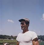 A portrait study of a farmer who lives in the Holland Marsh area. Ontario.  1957