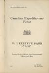 Canadian Expeditionary Force - 1st Reserve Park - Nominal Roll of Officers, Non-Commissioned Officers and Men 1915-1917