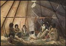 Intérieur d'une tente des Amérindiens du Sud mars 1820.