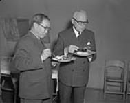 Korean Foreign Minister Pyong Yung Tuck and Prime Minister St. Laurent in Korea. March 1954.