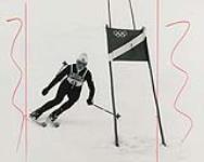 Nancy Greene during her gold medal run in giant slalom at the 1968 Winter Olympics. 15 February, 1968