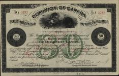 TOURANGEAU, Isabelle - Scrip number A 1737 - Amount 80.00$ - Certificate number A 1204. 1899/09/30-1899/11/08