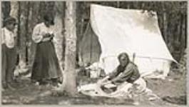 [Anishinaabe woman dehairing a deerskin]  1919.