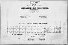 Plan of subdivision of the surrendered portion of Assinaboine [sic] Indian Reserve No. 76, Saskatchewan. Surveyed by J.K. McLean, D.L.S., 1905...A.C. Garner, D.L.S., 1907...W.T. Thompson, D.T.S., 1902...E.W. Murray, S. & D.L.S., 1914. G.P. 12th May, 1925.