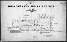 Treaty No. 4. Plan of Muskowekwun [corrected to/corrigé pour] Muskowekwan Indian Reserve No. 85. Resurveyed by J. Lestock Reid, D.L.S., September 1900. [Additions to 1919/Additions jusqu'en 1919]