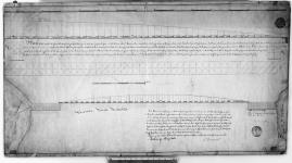 Plan du moitié du pont de neuf cents pieds de long que le sousigné propose de faire sur la Rivière St. Maurice...Quebec, 14e mars, 1815. L. Dumont. [architectural drawing].