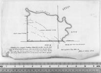 Sketch of a small Indian Reserve on the north side of the ""Sand Hills"", between Manitou Creek and Battle River, covering the farms and improvements made there by the bands of Chiefs ""Strike-him-on-the-back"" and ""Sweet-Grass"".  Surveyed in July 1884 by John C. Nelson, D.L.S.