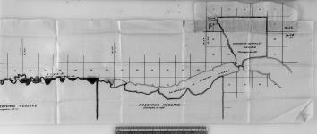 [Plan showing the location of Piapot, Muscowpetung, Pasqua and Standing Buffalo Reserves on the Qu'Appelle River.] [Surveyed]...1876, 1881, 1881-2, 1885.  [NMC 12830 in 2 sections]