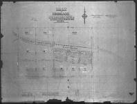 Plan of the town plot of Highgate in frac. south half of Sec. 17, Tp. 45, R. 17, W. 3 M., in the surrendered portion of Moosomin Indian Reserve No. 112, Sask. Compiled from surveys...1909...[to/jusqu'en] 1927. Traced by G.P....1-12-33....