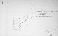 Esperanza Inlet Indians. Nuchatlitz [and/et] Ehatisaht bands. [Map showing Savey Reserve No. 15./Carte montrant la réserve Savey no 15.] Certified correct. Ashdown H. Green, B.C.L.S., Sept. 9th, 1914.