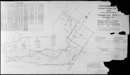 Ghost-Radnor developm[ent]....Plan showing land required for ""reservoir site"" near Morley, Alta., being portions of the Morleyville Settlement and Stony Indian Reserve...1928. J.T. Carthew, D.L.S....Calgary Power Company Limited...March 8th, 1930. [NMC 123001 in/en 2 sections]