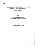 Aboriginal Self-Governance Within the Province of New Brunswick